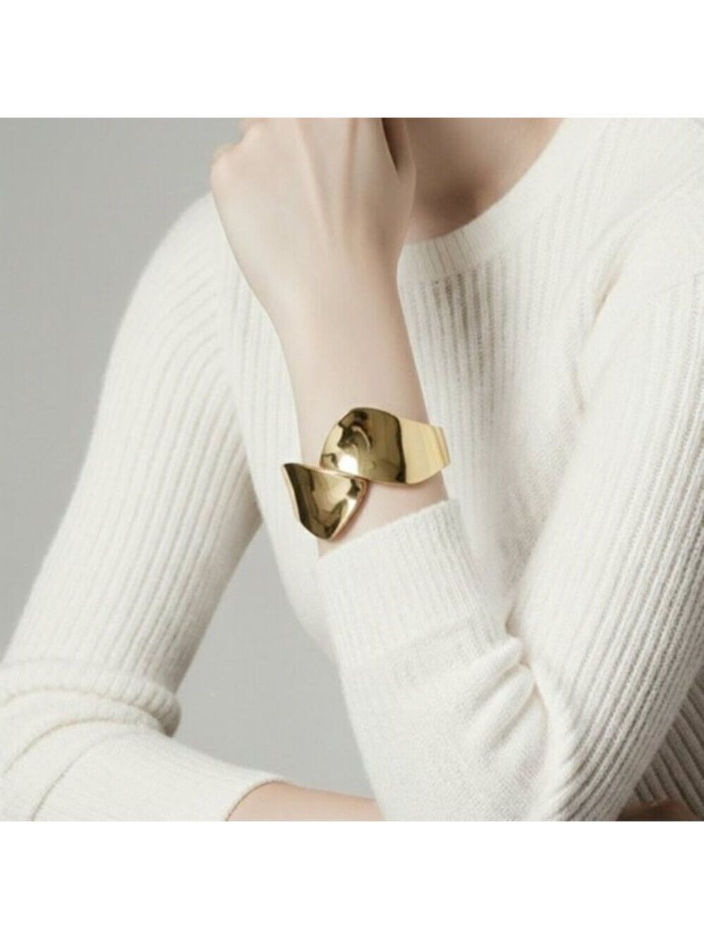 Vintage Chunky Wide Stainless Steel Waterproof 18k Gold Plated Bracelet Bangle